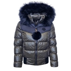 Дамско пухено яке с качулка, City Angels Jeans, Кафяво, 6829